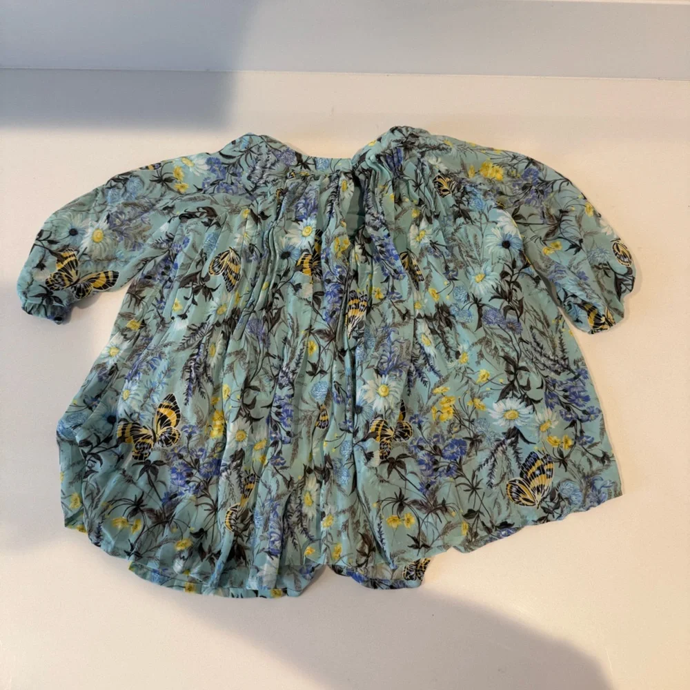 Baby GAP Floral Butterfly Print Accordion Pleat Dress 18-24m Blue Yellow Purple